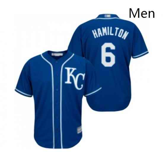 Mens Kansas City Royals 6 Billy Hamilton Replica Blue Alternate 2 Cool Base Baseball Jersey
